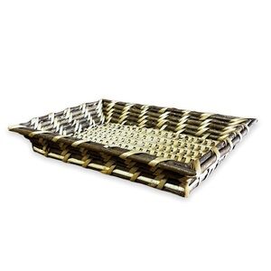 Rattan Boho Basket Wicker Woven Rectangular Storage Basket Tray Vintage 12”/8.5”